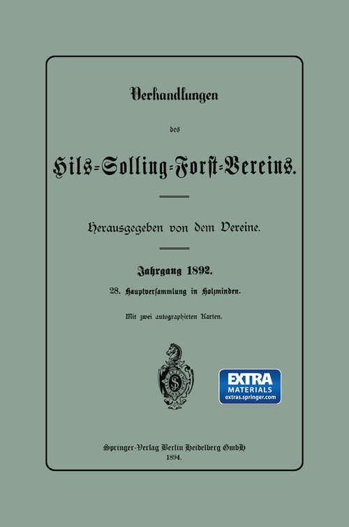 Book cover of Verhandlungen des Hils-Solling-Forst-Vereins (1894)