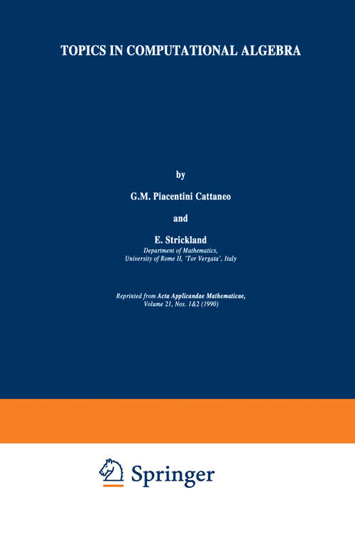 Book cover of Topics in Computational Algebra (1990)