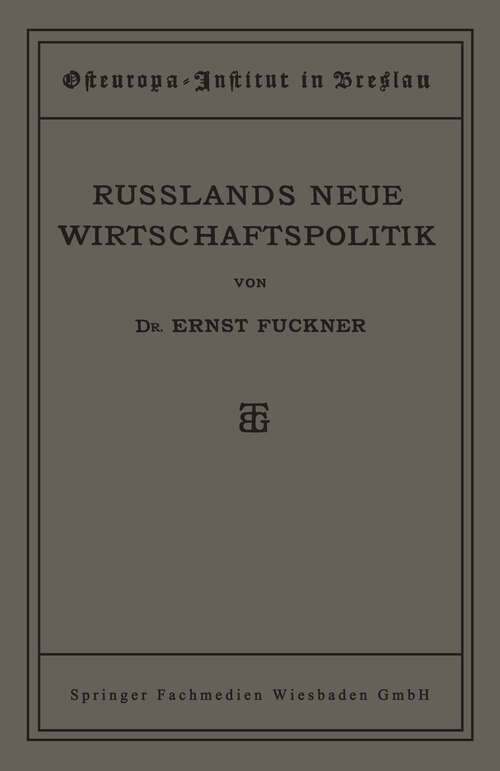 Book cover of Russlands Neue Wirtschaftspolitik (1922)