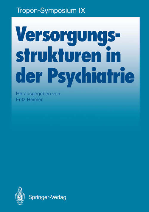 Book cover of Versorgungsstrukturen in der Psychiatrie (1994) (Bayer-ZNS-Symposium #9)