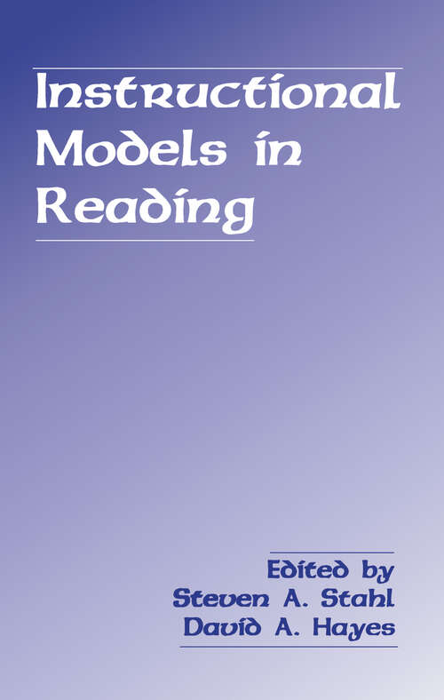 Book cover of Instructional Models in Reading