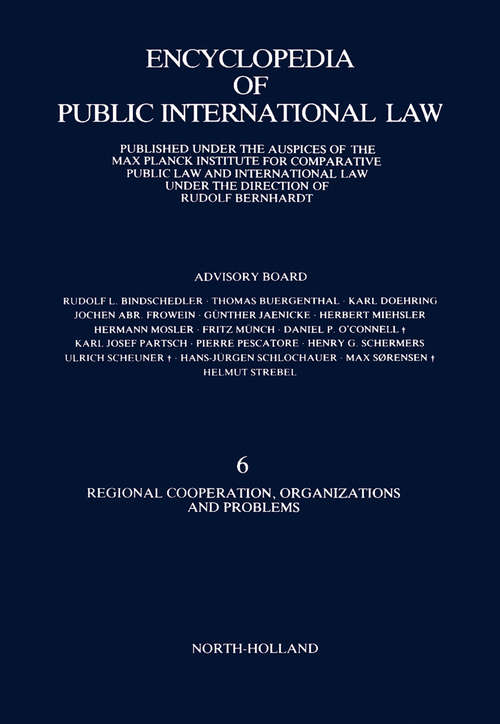 Book cover of Regional Cooperation, Organizations and Problems