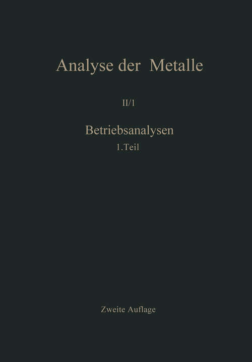 Book cover of Betriebsanalysen: Erster Teil (2. Aufl. 1961)