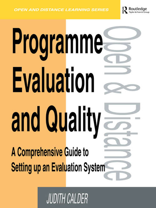 Book cover of Programme Evaluation and Quality: A Comprehensive Guide to Setting Up an Evaluation System
