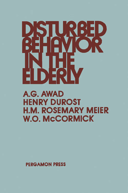 Book cover of Disturbed Behavior in the Elderly