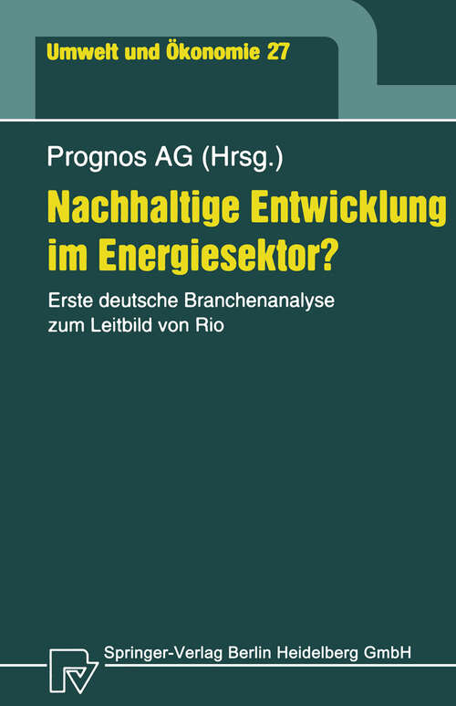 Book cover of Nachhaltige Entwicklung im Energiesektor?: Erste deutsche Branchenanalyse zum Leitbild von Rio (1998) (Umwelt und Ökonomie #27)