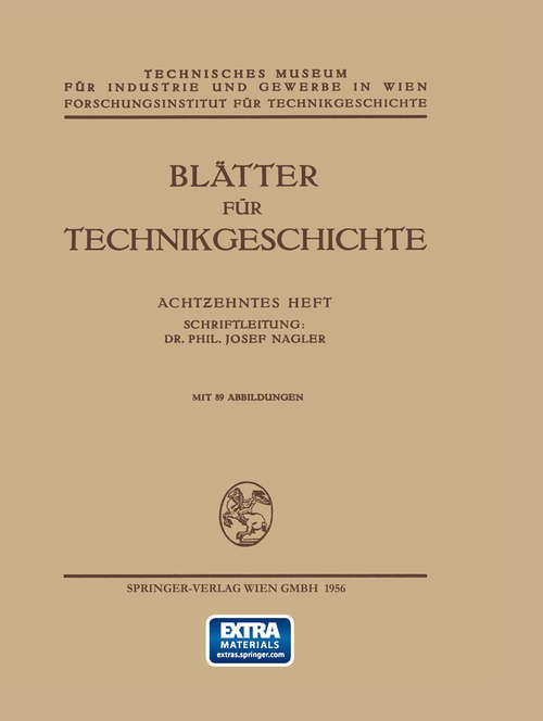 Book cover of Blätter für Technikgeschichte (1. Aufl. 1956) (Blätter für Technikgeschichte #18)