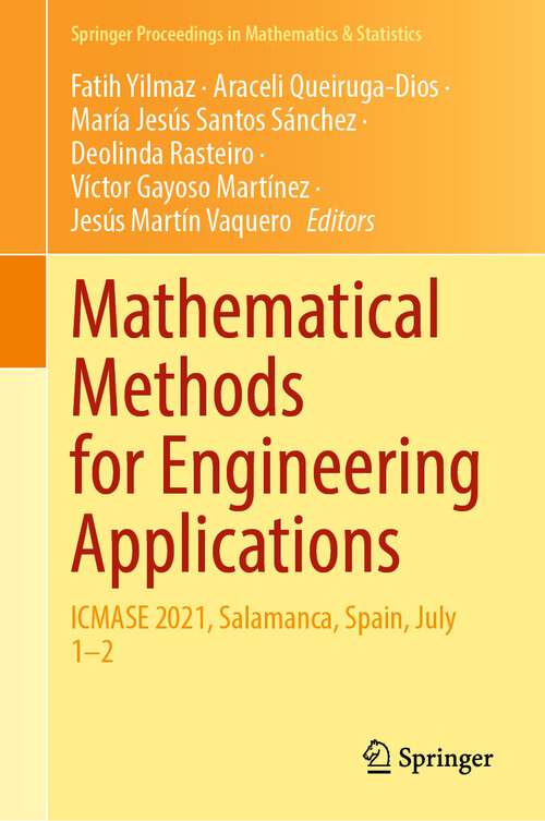 Book cover of Mathematical Methods for Engineering Applications: ICMASE 2021, Salamanca, Spain, July 1–2 (1st ed. 2022) (Springer Proceedings in Mathematics & Statistics #384)
