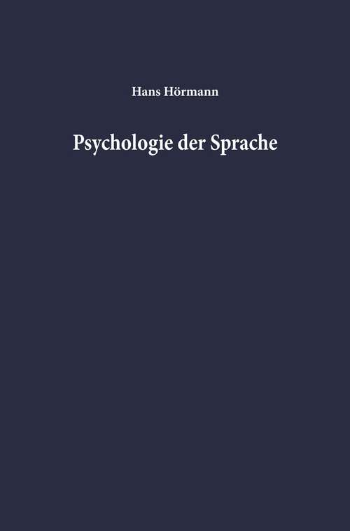 Book cover of Psychologie der Sprache (1967)
