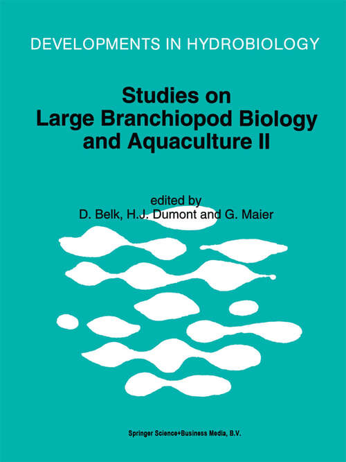 Book cover of Studies on Large Branchiopod Biology and Aquaculture II (1995) (Developments in Hydrobiology #103)