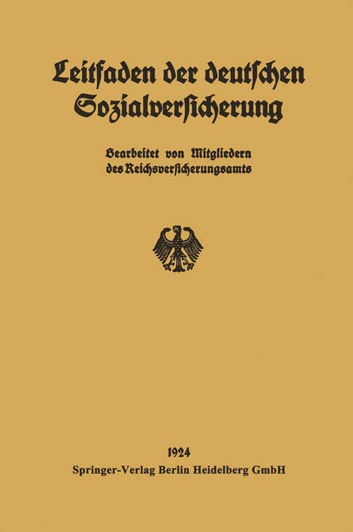 Book cover of Leitfaden der deutschen Sozialversicherung (1924)