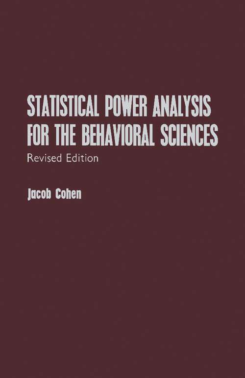 Book cover of Statistical Power Analysis for the Behavioral Sciences