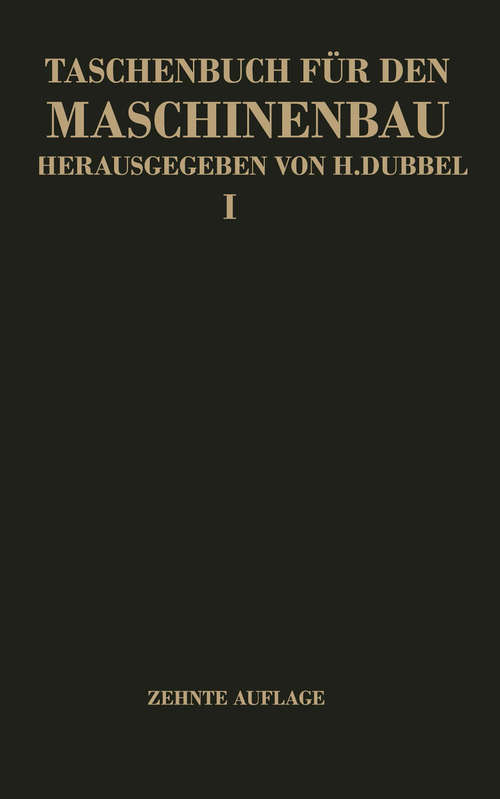 Book cover of Taschenbuch für den Maschinenbau (10. Aufl. 1949)