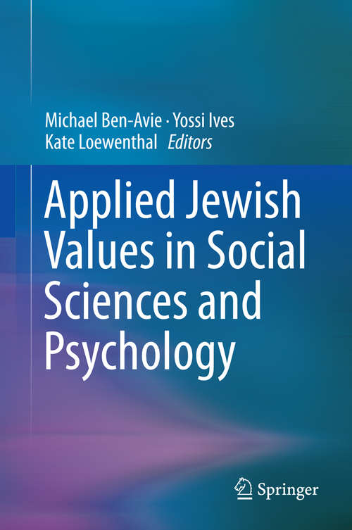 Book cover of Applied Jewish Values in Social Sciences and Psychology (1st ed. 2016)