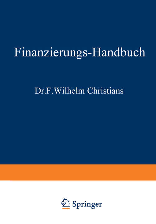 Book cover of Finanzierungshandbuch (2., vollst. überarb. u. erw. Aufl. 1988)