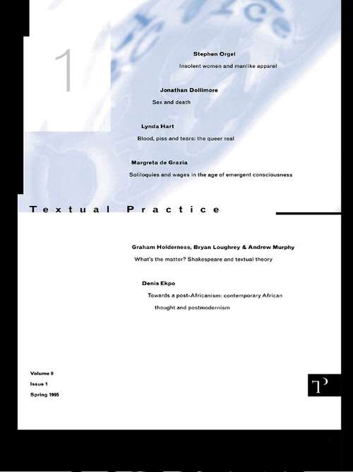 Book cover of Textual Practice: Volume 9 Issue 1