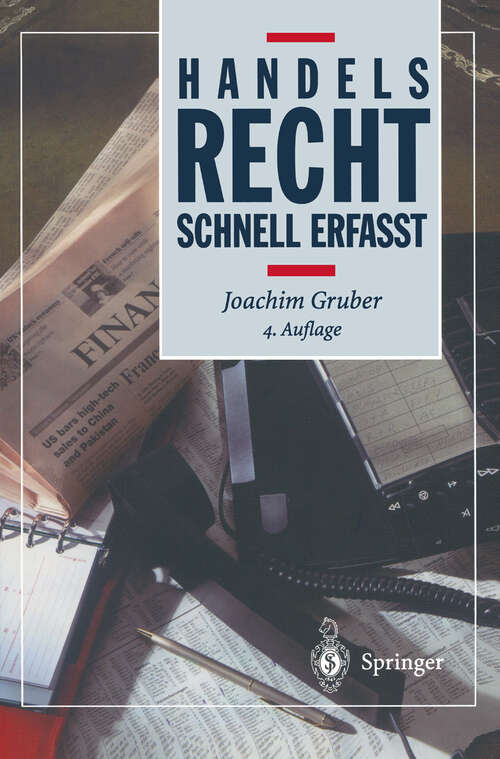 Book cover of Handelsrecht: Schnell erfasst (4. Aufl. 2003) (Recht - schnell erfasst)