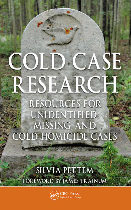 Book cover of Cold Case Research Resources for Unidentified, Missing, and Cold Homicide Cases