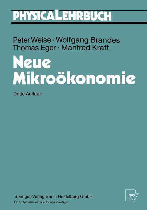 Book cover of Neue Mikroökonomie (3. Aufl. 1993) (Physica-Lehrbuch)