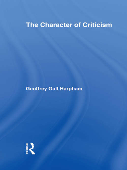 Book cover of The Character of Criticism