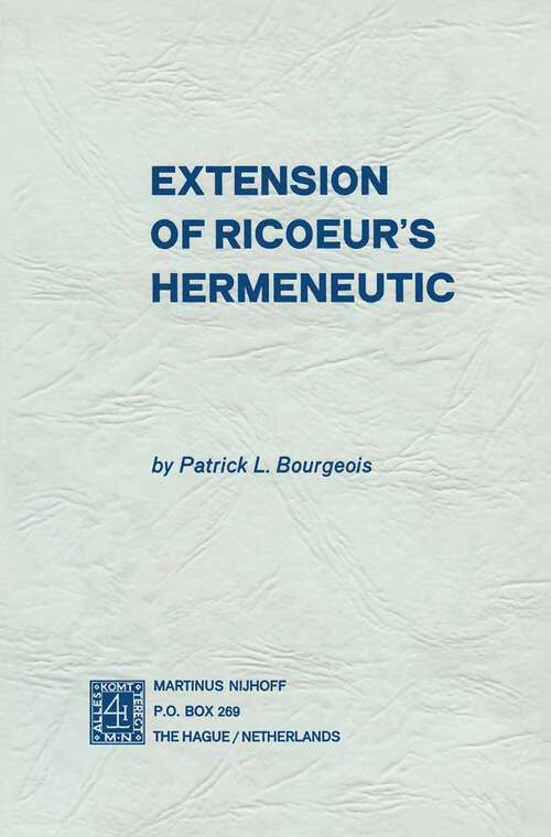 Book cover of Extension of Ricoeur’s Hermeneutic (1975)