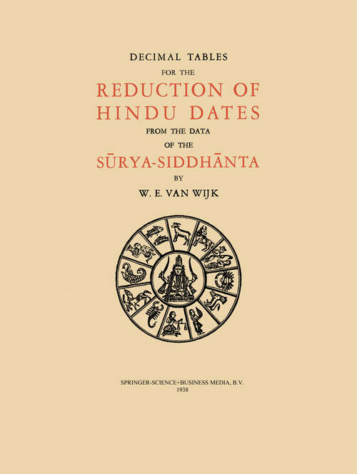 Book cover of Decimal Tables for the Reduction of Hindu Dates from the Data of the Sūrya-Siddhānta (1938)