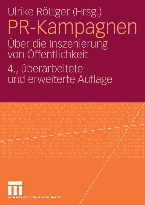 Book cover of PR-Kampagnen: Über die Inszenierung von Öffentlichkeit (4. Aufl. 2009)