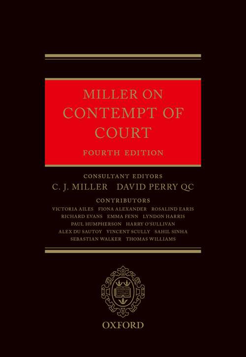 Book cover of Miller on Contempt of Court
