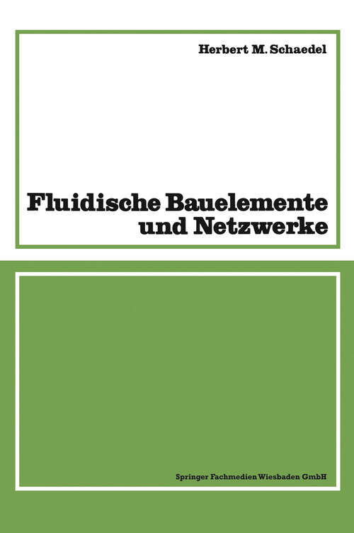 Book cover of Fluidische Bauelemente und Netzwerke (1979)