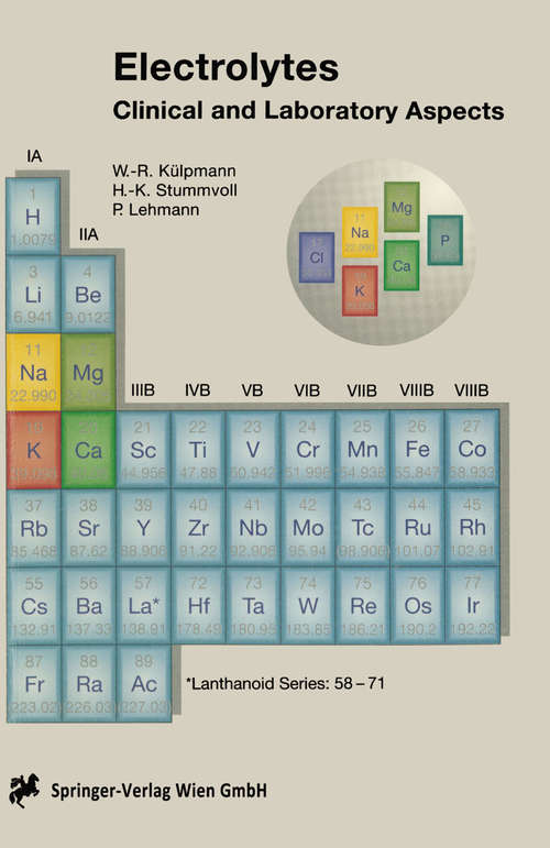 Book cover of Electrolytes, Acid-Base Balance and Blood Gases: Clinical Aspects and Laboratory (1st ed. 1996)