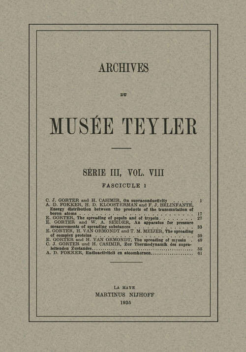 Book cover of Archives (1935)