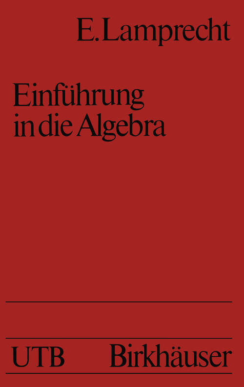 Book cover of Einführung in die Algebra (1978) (Uni-Taschenbücher)