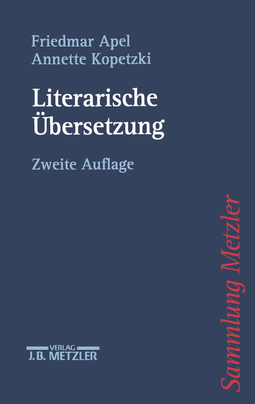Book cover of Literarische Übersetzung (2. Aufl. 2003) (Sammlung Metzler)