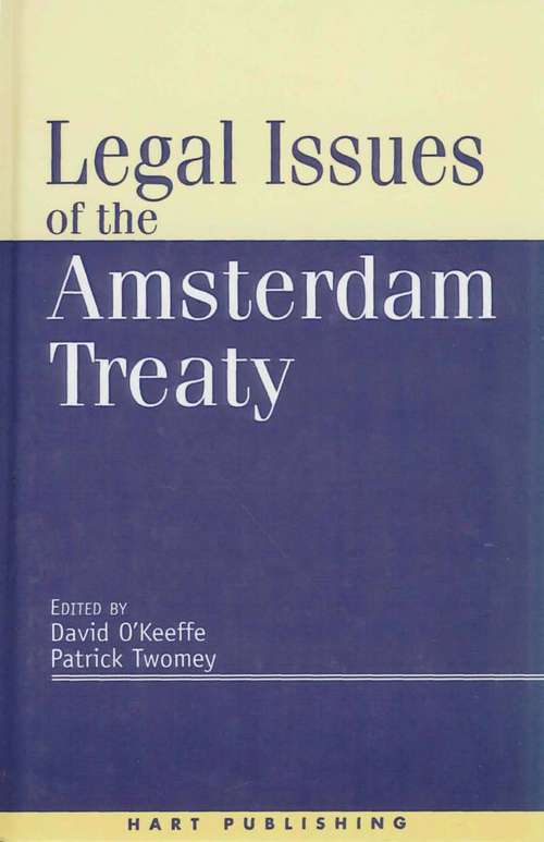 Book cover of Legal Issues of the Amsterdam Treaty