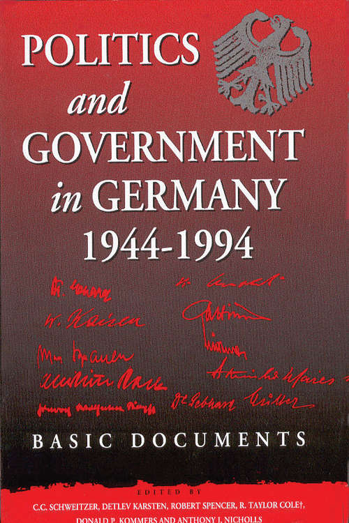Book cover of Politics and Government in Germany, 1944-1994: Basic Documents
