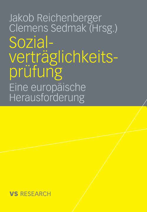 Book cover of Sozialverträglichkeitsprüfung: Eine europäische Herausforderung (2008)