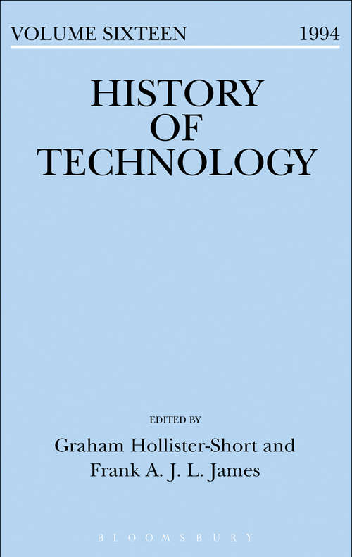 Book cover of History of Technology Volume 16 (History of Technology)