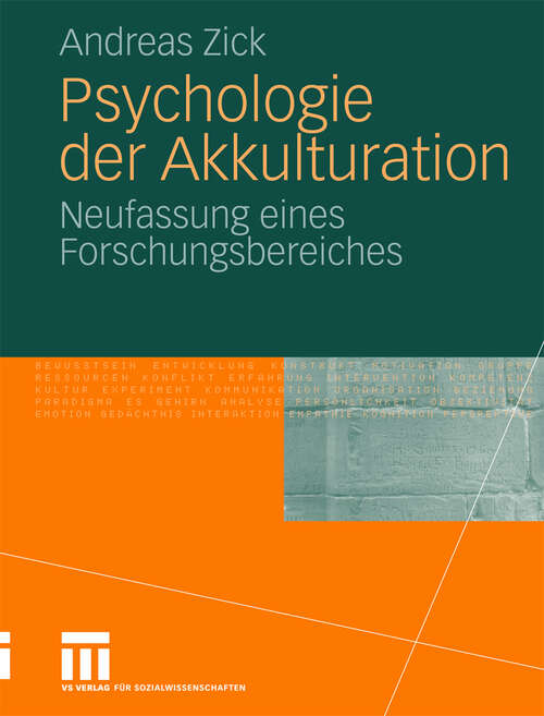Book cover of Psychologie der Akkulturation: Neufassung eines Forschungsbereiches (2010)
