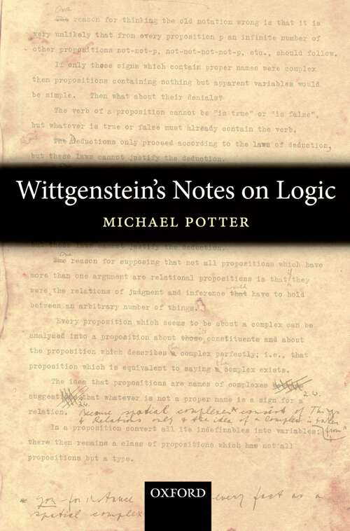 Book cover of Wittgenstein's Notes On Logic