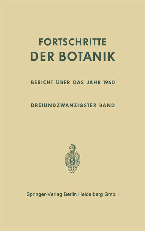 Book cover of Bericht über das Jahr 1960 (1961) (Progress in Botany #23)