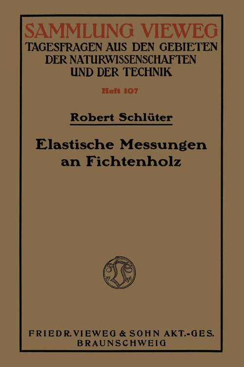 Book cover of Elastische Messungen an Fichtenholz (1932)