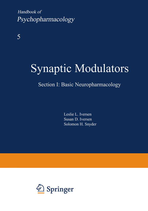 Book cover of Synaptic Modulators (1975) (Handbook of Psychopharmacology #5)