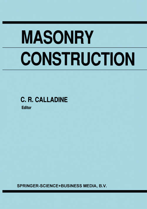 Book cover of Masonry Construction: Structural Mechanics and Other Aspects (1992)