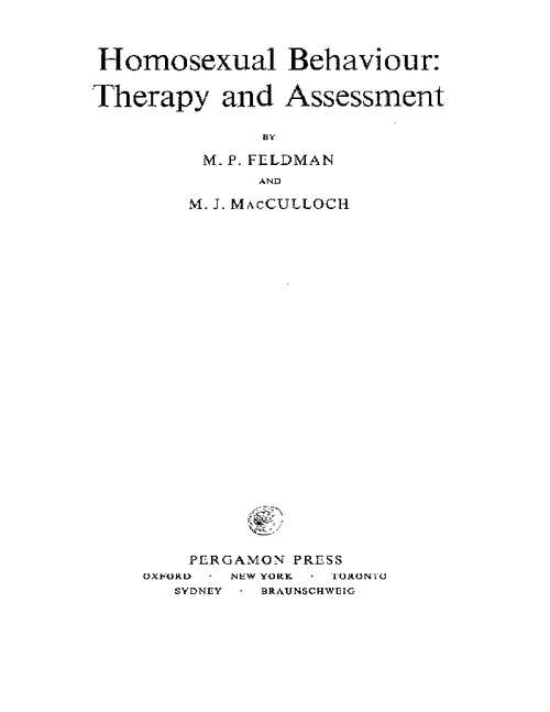 Book cover of Homosexual Behaviour: Therapy and Assessment