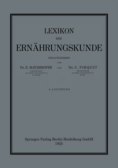 Book cover of Lexikon der Ernährungskunde (1925)