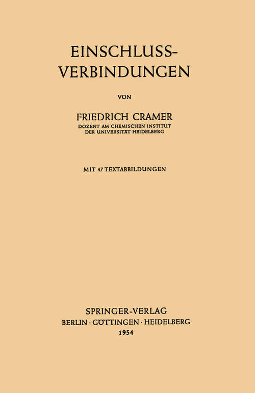 Book cover of Einschlussverbindungen (1954)