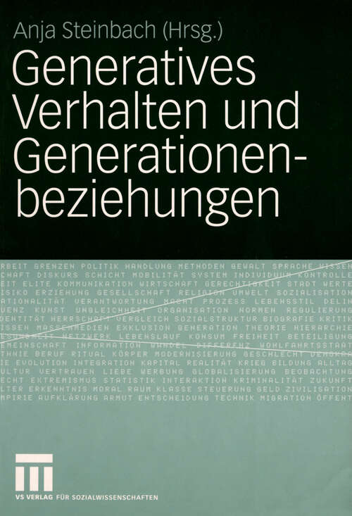 Book cover of Generatives Verhalten und Generationenbeziehungen: Festschrift für Bernhard Nauck zum 60. Geburtstag (2005)