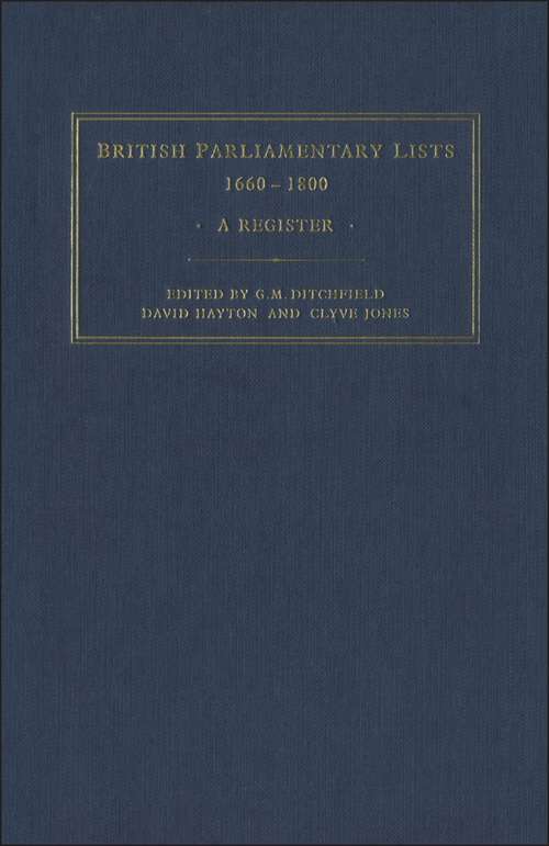 Book cover of British Parliamentary Lists, 1660-1880