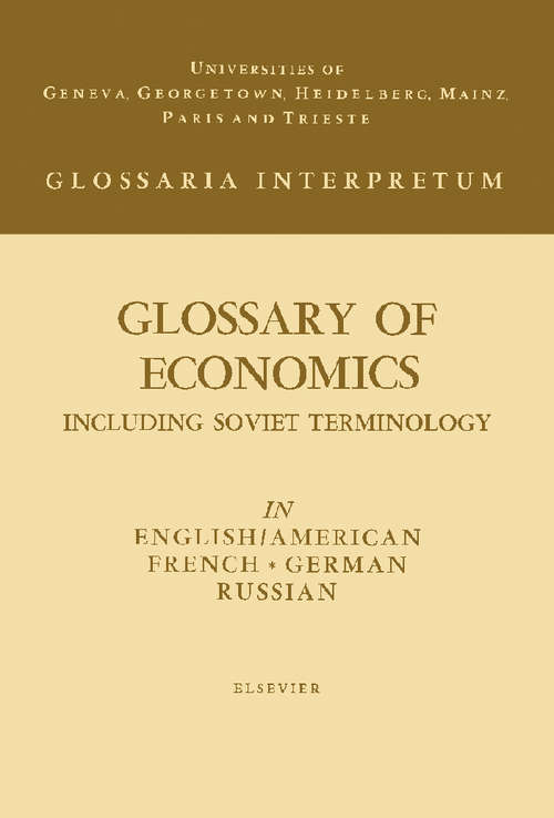Book cover of Glossary of Economics: Including Soviet Terminology