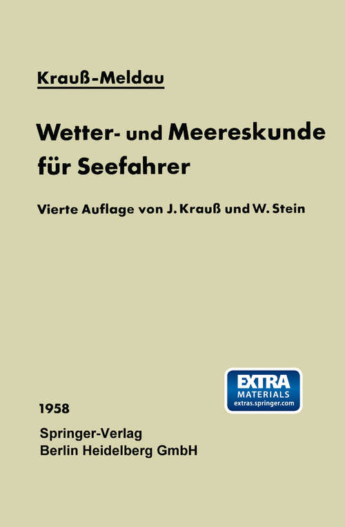 Book cover of Wetter- und Meereskunde für Seefahrer (4. Aufl. 1958)